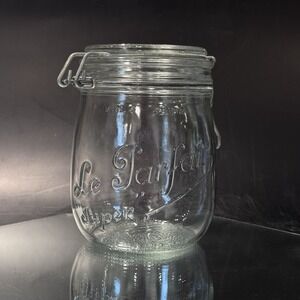 Bocal Le Parfait "Super" Clear Glass Clamp Flip Top Lid Jar Canister France